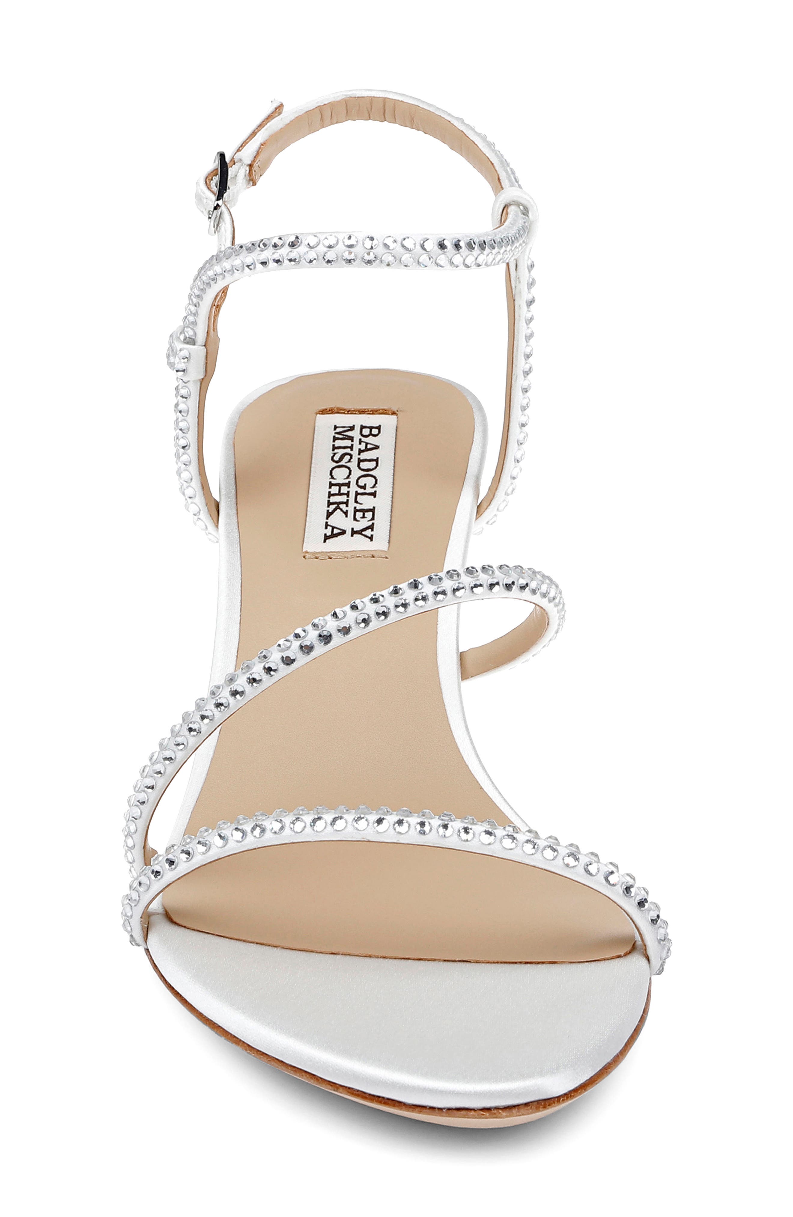 Badgley Mischka Collection Julianna Ankle Strap Sandal, Alternate, color, White Satin