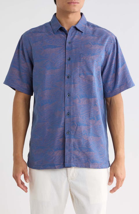 Ahi Run Jacquard Short Sleeve Button-Up Shirt