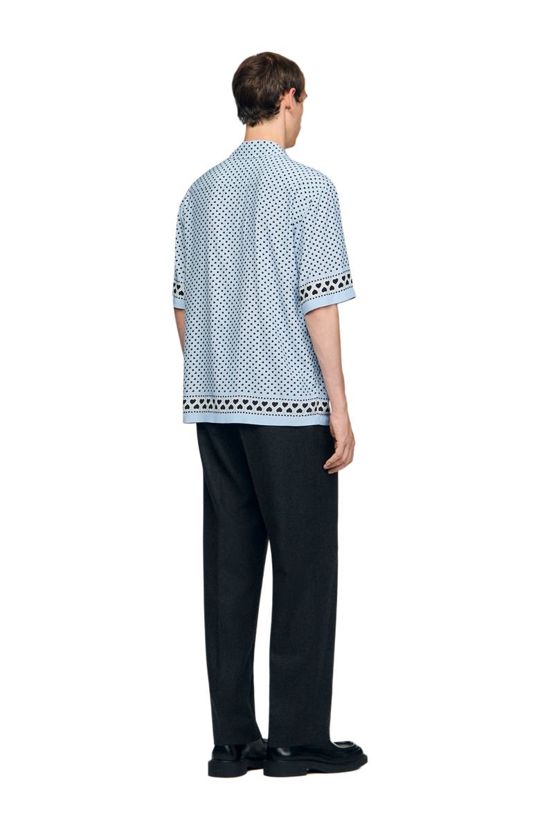 SANDRO Heart motif flowing shirt, Alternate, color, Sky Blue