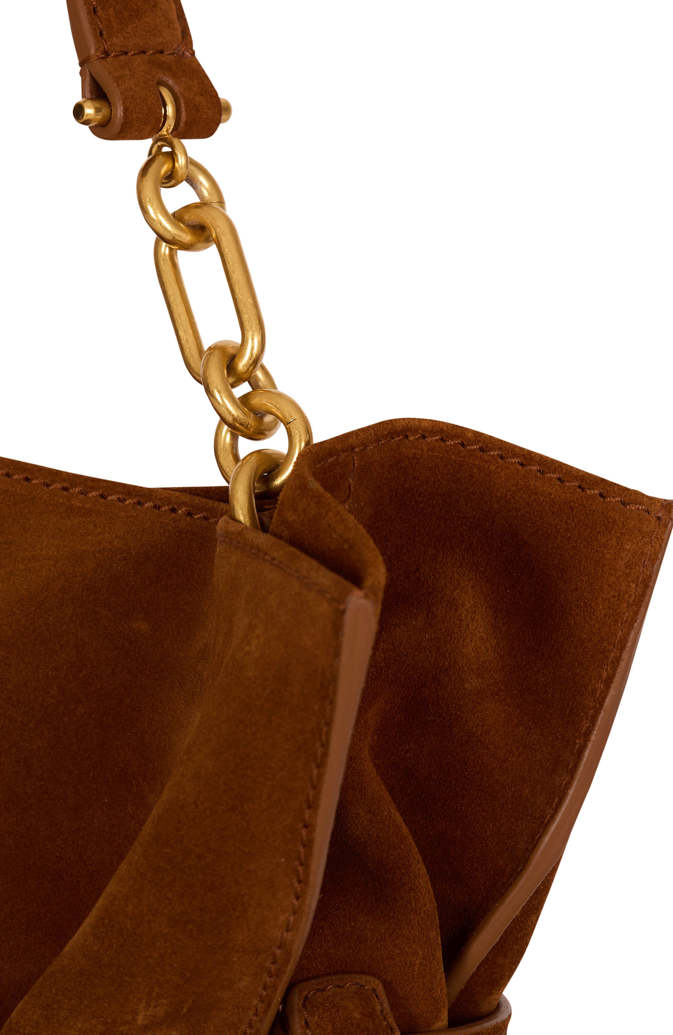 Balmain Anthem Medium suede leather bag, Alternate, color, Brown