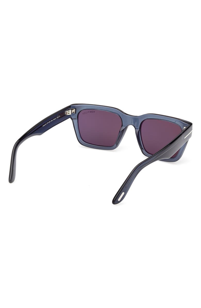 TOM FORD Andy 53mm Square Sunglasses, Alternate, color, Transparent Navy Blue/ Smoke