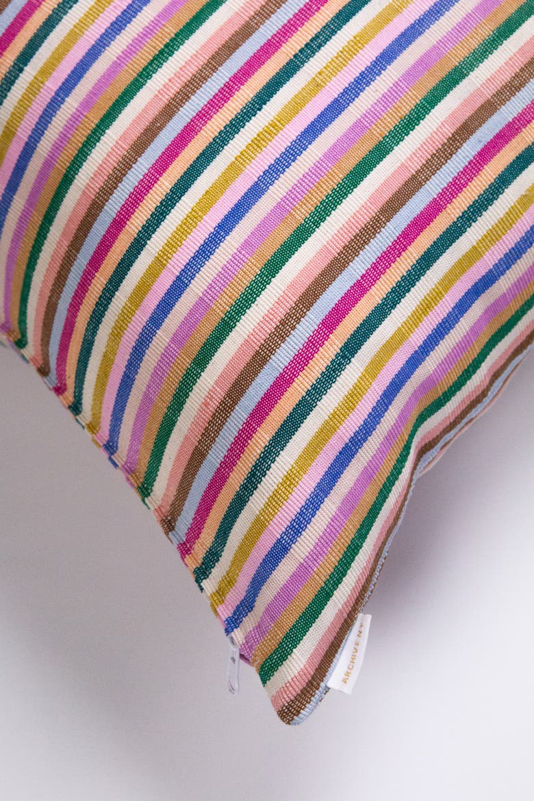 Valentina Rainbow Striped Cotton Handwoven Rectangle Throw Pillow, Alternate, color, Rainbow Stripe