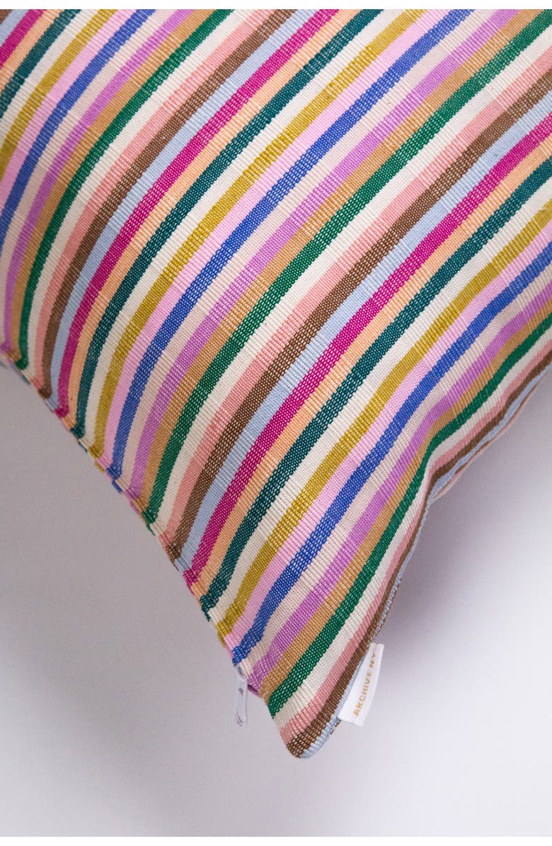 Archive New York Valentina Rainbow Striped Cotton Handwoven Square Throw Pillow, Alternate, color, Rainbow Stripe