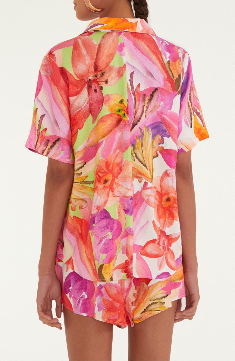 FARM Rio Artsy Flora Button-Up Shirt, Alternate, color, Artsy Flora Off-Whit