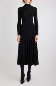 Alaïa Twisted Rib Long Sleeve Wool Blend Dress