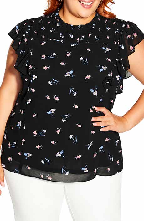 City Chic Elena Floral Smocked Blouse