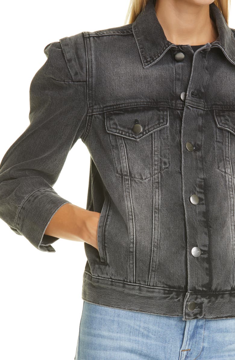 FRAME Rosette Sleeve Denim Jacket, Alternate, color,
