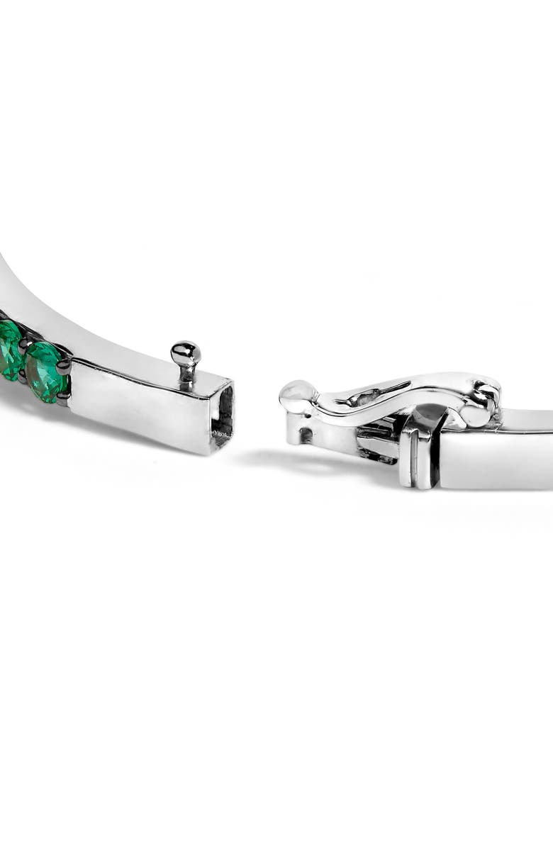 Haus of Brilliance Silver Created Sapphire and Emerald Semi Eternity Bangle Bracelet, Alternate, color, White