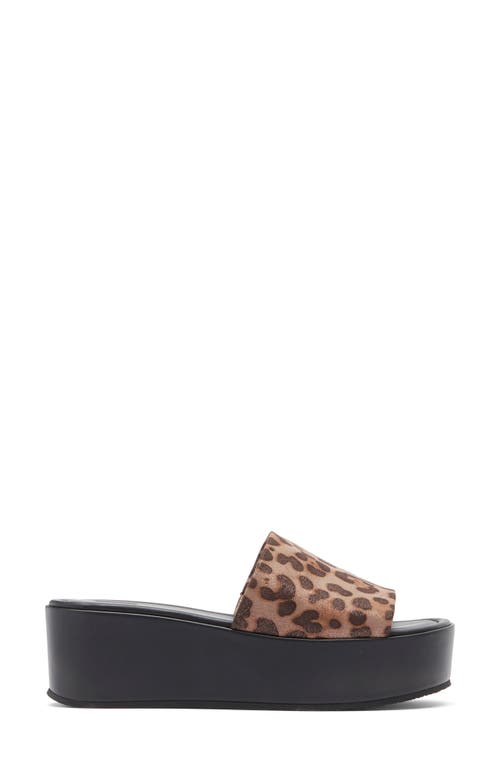 Nordstrom Rack Lizzie Platform Wedge Sandal In Tan Metallic Leopard