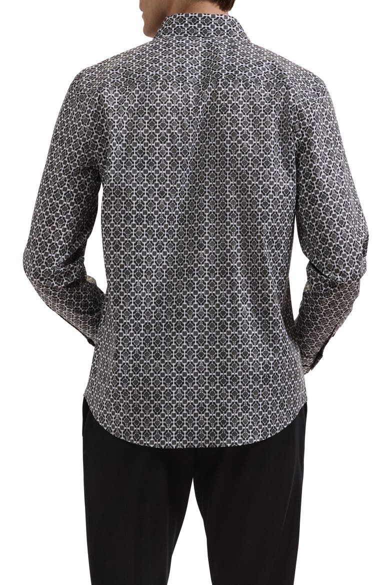 Axel Shaped Long Sleeve Patterned Shirt, Alternate, color, GRAPHITE