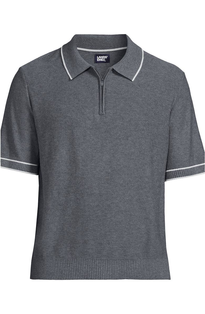 Lands' End Short Sleeve Cooling Zip Sweater Polo, Alternate, color, 