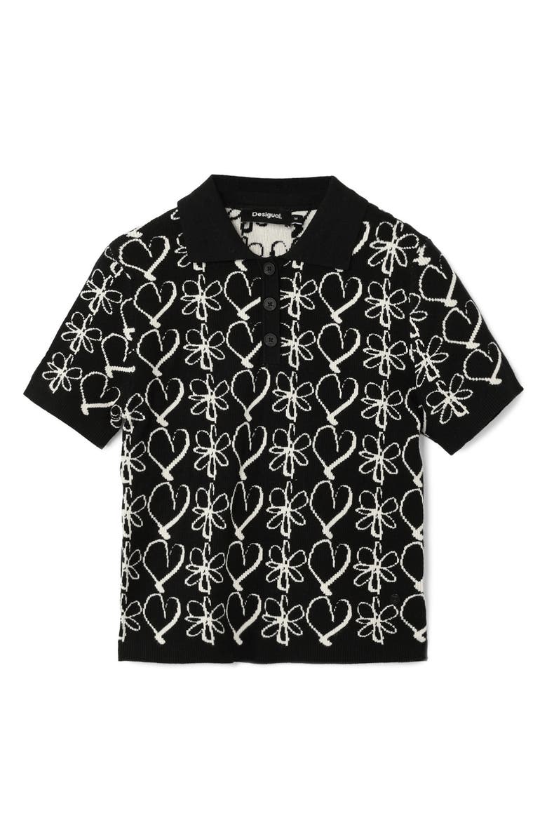 Desigual Coeurs Lacroix Polo Sweater, Alternate, color, 