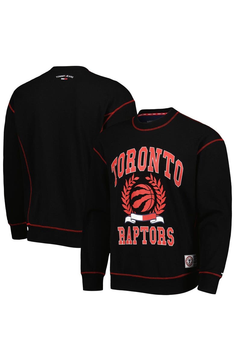 TOMMY JEANS Men's Tommy Jeans Black Toronto Raptors Peter French Terry Pullover Sweatshirt, Main, color, Black