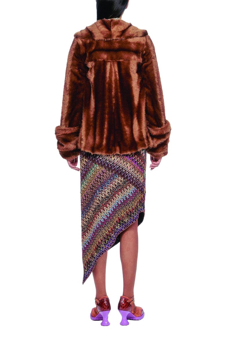 Faux Mink Swing Coat, Alternate, color, Caramel
