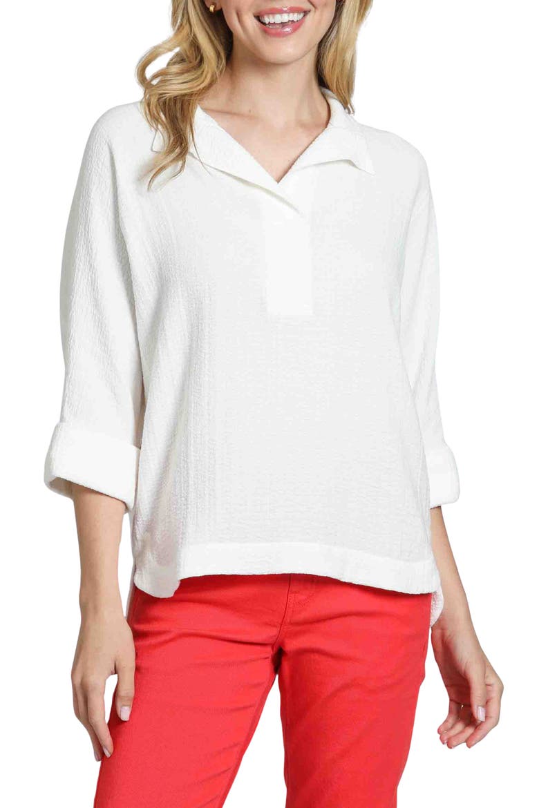 Textured High-Low Popover Top, Main, color, WHITE