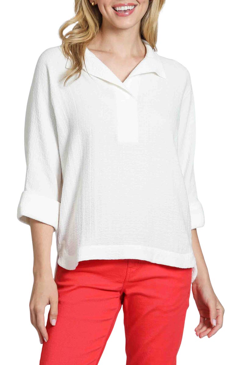 APNY Textured High-Low Popover Top, Main, color, White