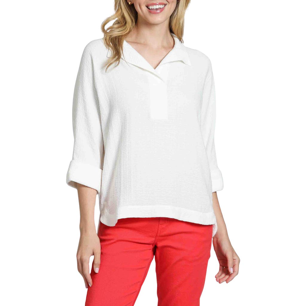 Apny Textured High-low Popover Top In White