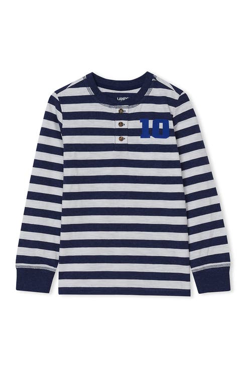 Boys Long Sleeve Striped Henley