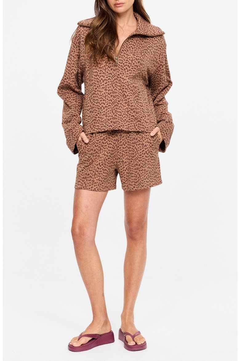 Javan Jones Leopard Print Quarter Zip Sweatshirt, Alternate, color, ANIMAL