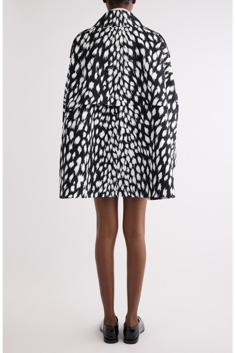 Animal Print Cocoon Trench, Alternate, color, BLACK