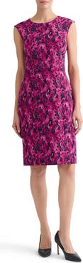 KASPER Abstract Print Scuba Sheath Dress