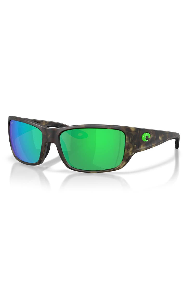 Costa Del Mar Schoolie 56mm Polarized Rectangular Sunglasses, Alternate, color, Matte Wetlands / Green 580P