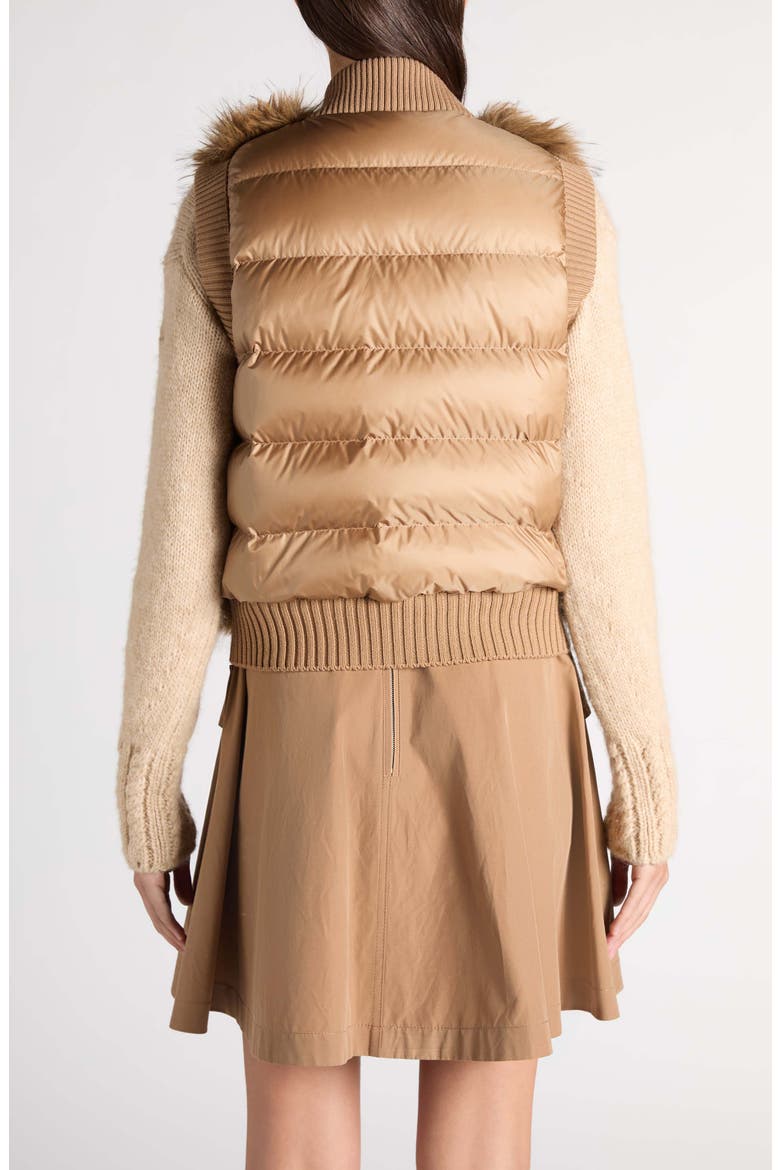 Faux Fur Trim Quilted Vest, Alternate, color, BEIGE