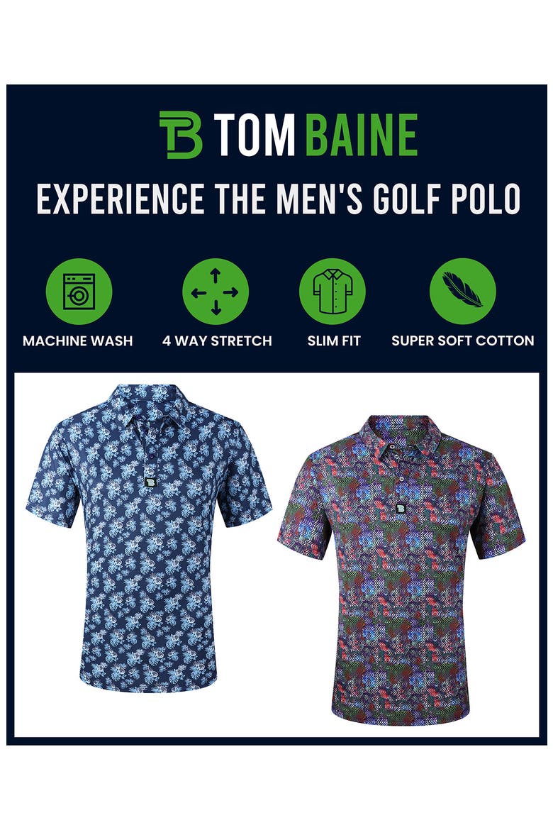 Patterned Slim Fit Performance Golf Polo, Alternate, color, ROYAL