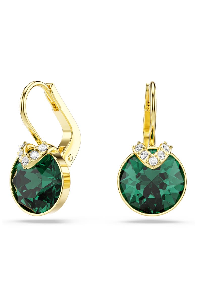 Bella Crystal Drop Earrings, Main, color, GREEN/ GOLD