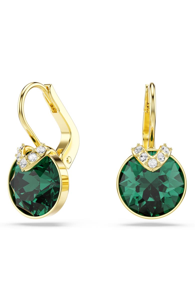 Swarovski Bella Crystal Drop Earrings, Main, color, Green/ Gold