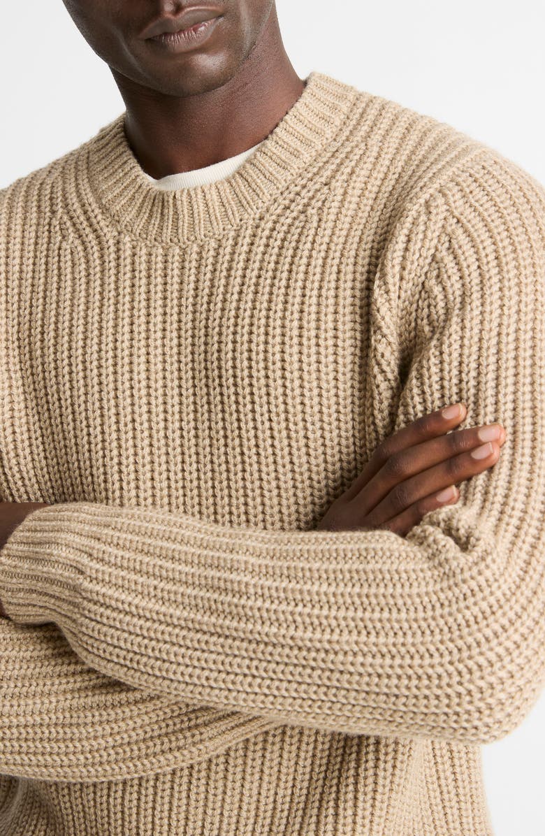 Vince Shaker Stitch Merino Wool Crewneck Sweater, Alternate, color, River Sand