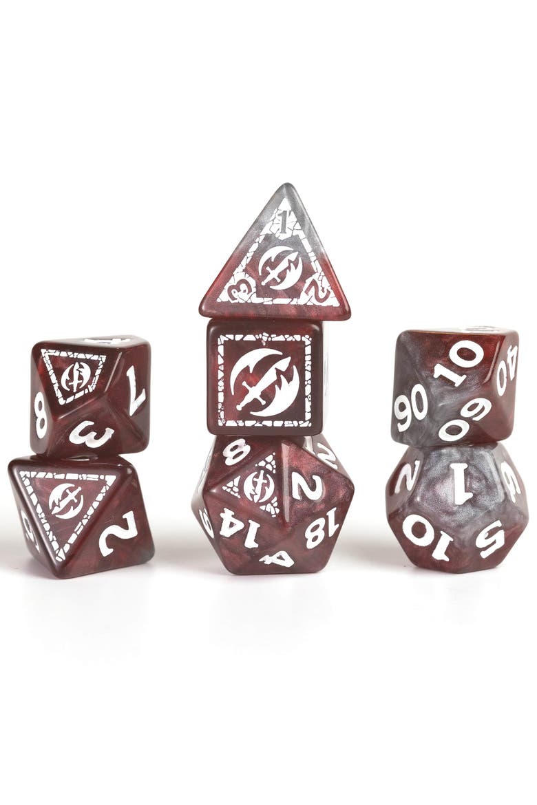 D&D Adventure Dice Fighter Red, 17Pc Rpg Die Set, Alternate, color, Red