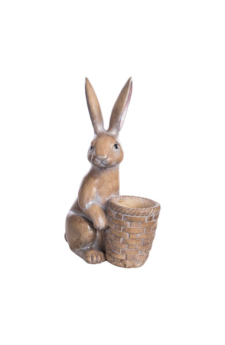 Gallerie II Easter Bunny Rabbit with Basket Large Decorative Figurine, Main, color, Brown