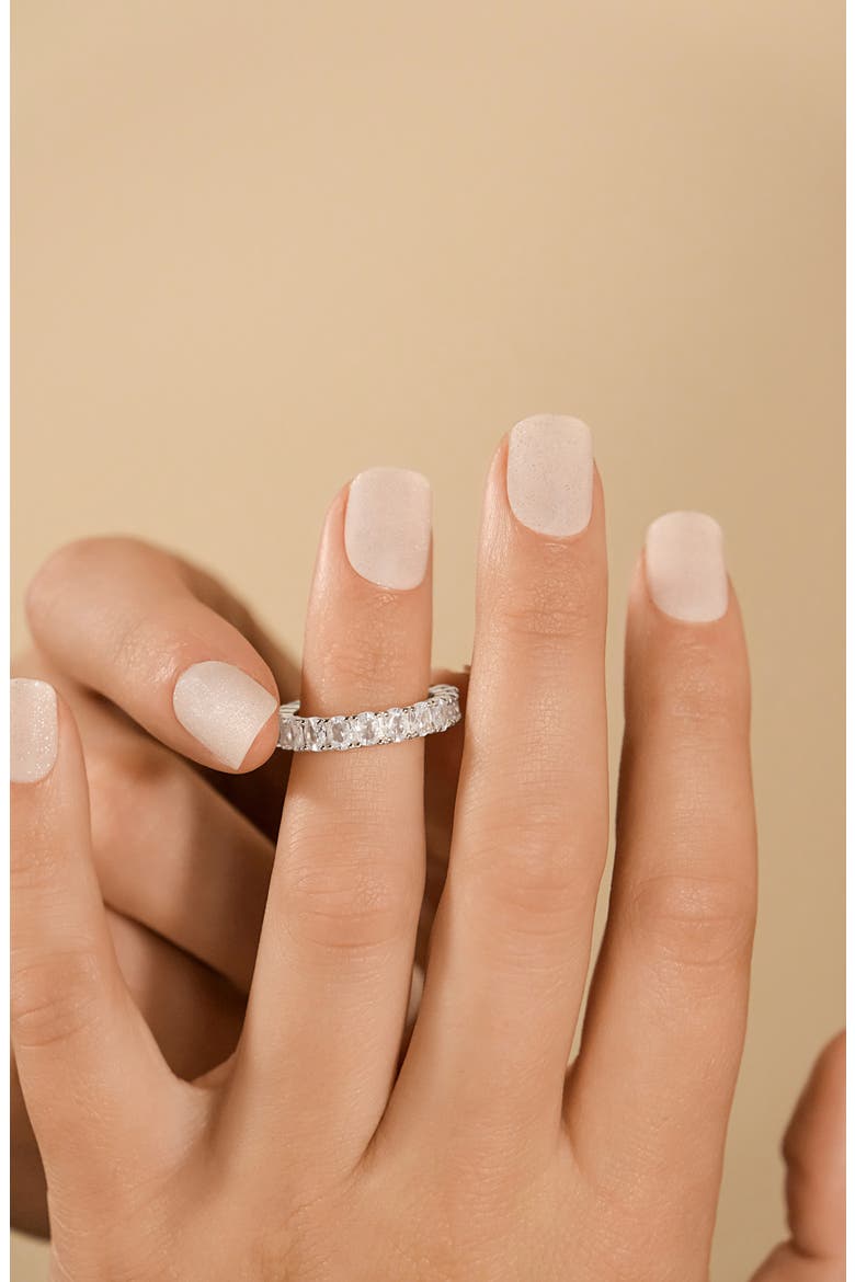 Kylie Oval Cubic Zirconia Eternity Ring, Alternate, color, SILVER