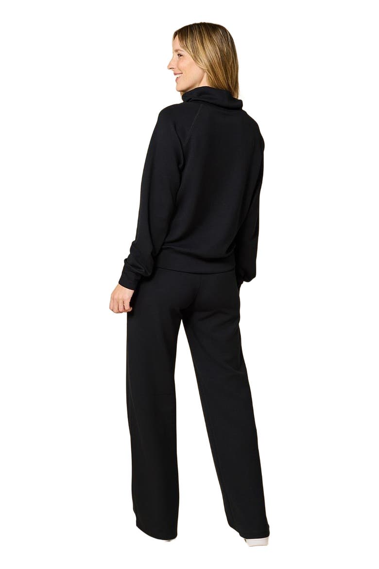 Athleisure Mock Neck and Pleated Pant Set, Alternate, color, Black
