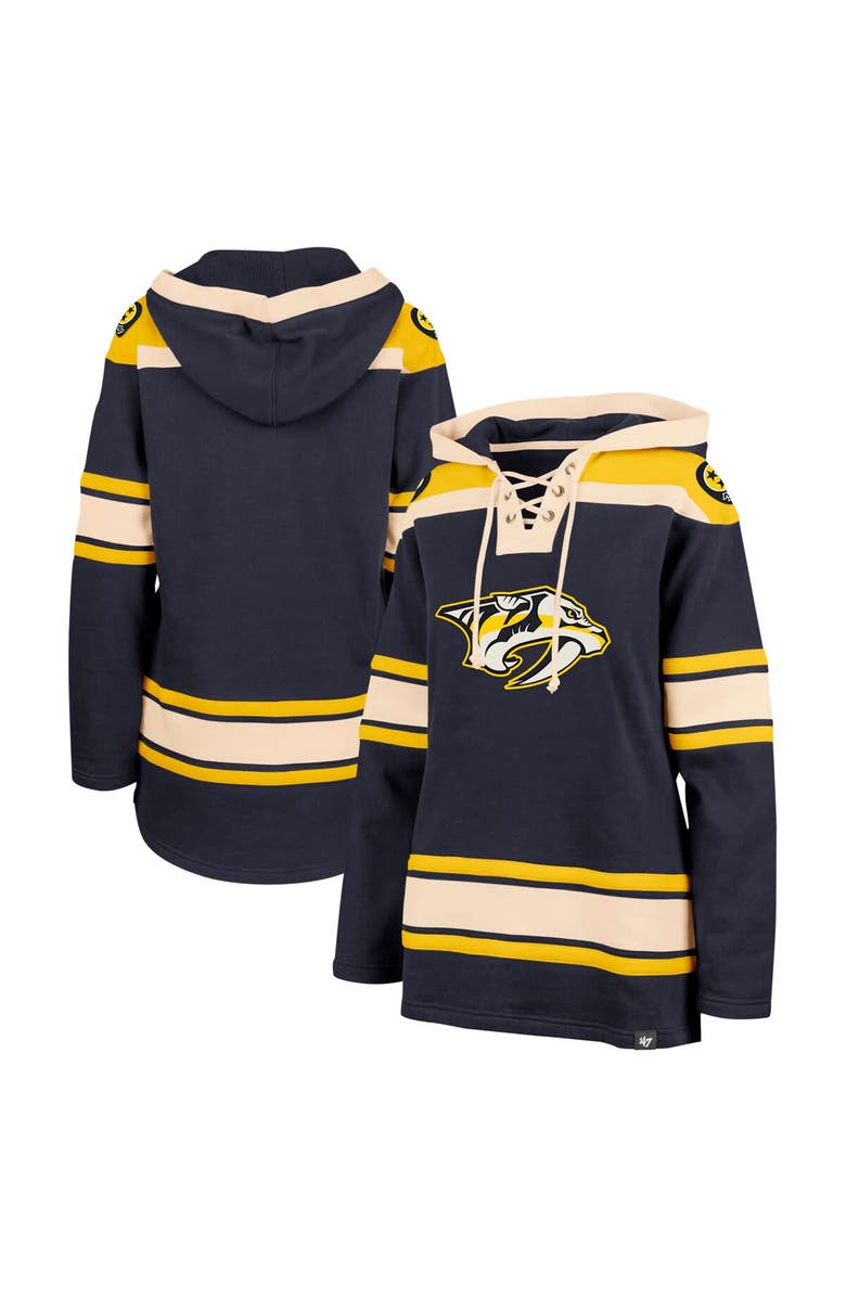 '47 Women's '47  Navy Nashville Predators Superior Lacer Pullover Hoodie, Main, color, Navy