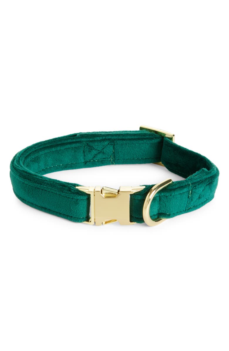 The Foggy Dog Velvet Dog Collar, Main, color, Forest Green Velvet