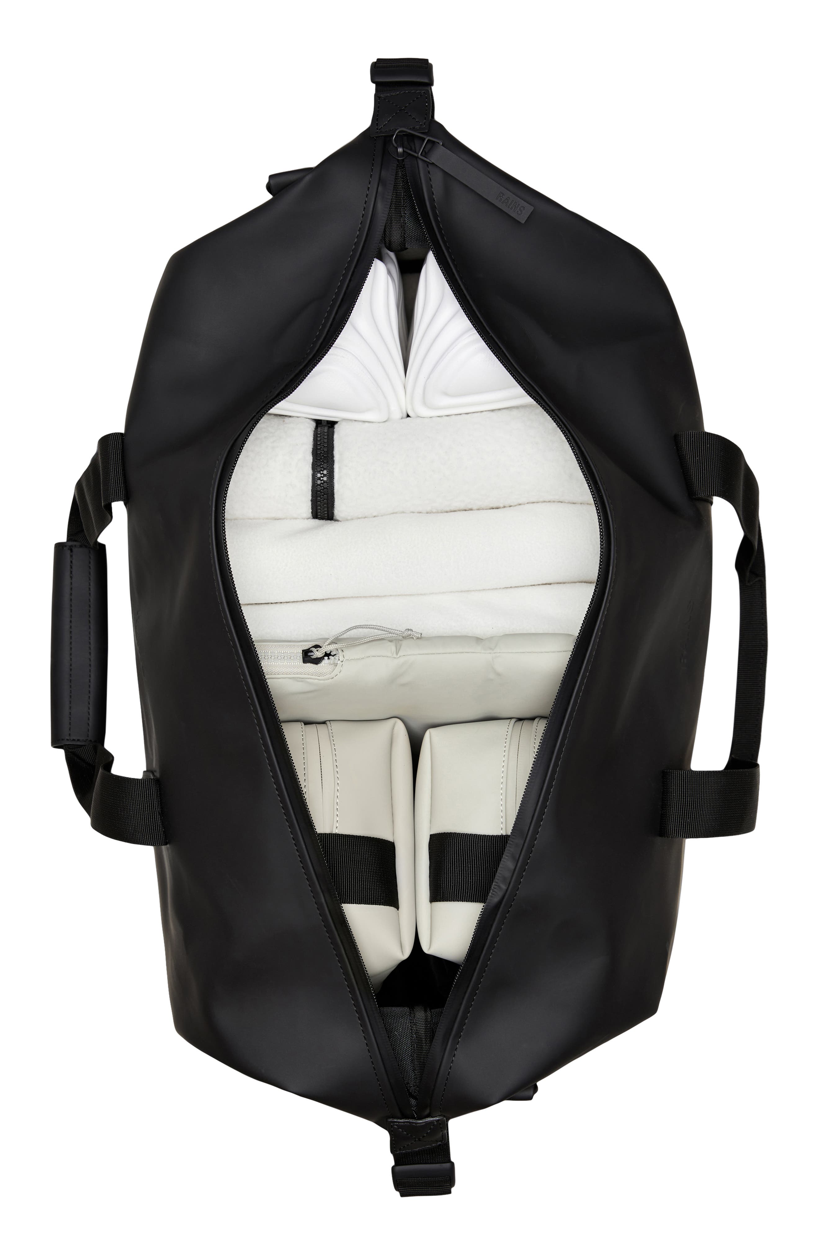 Rains Hilo Waterproof Weekend Bag, Alternate, color, Black