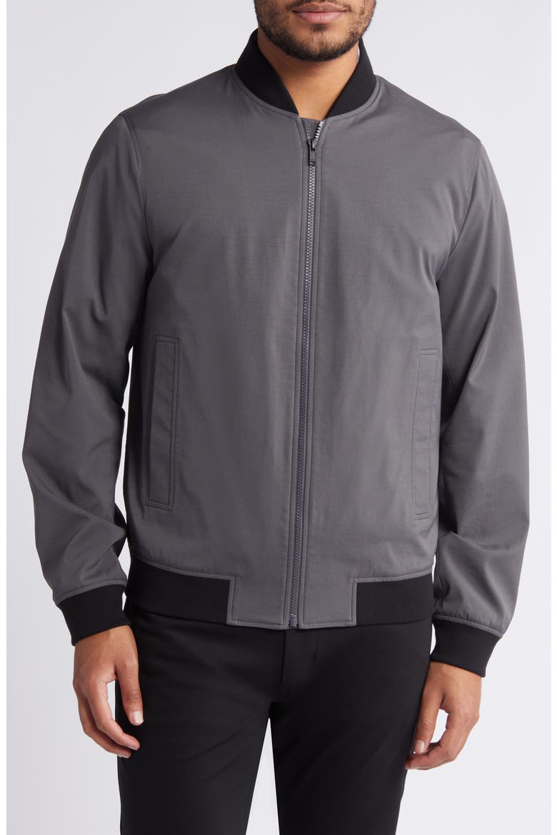 Brenton Stretch Nylon Bomber Jacket, Alternate, color, PESTLE