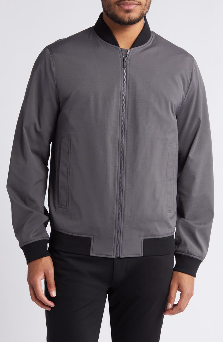 Theory Brenton Stretch Nylon Bomber Jacket, Alternate, color, 