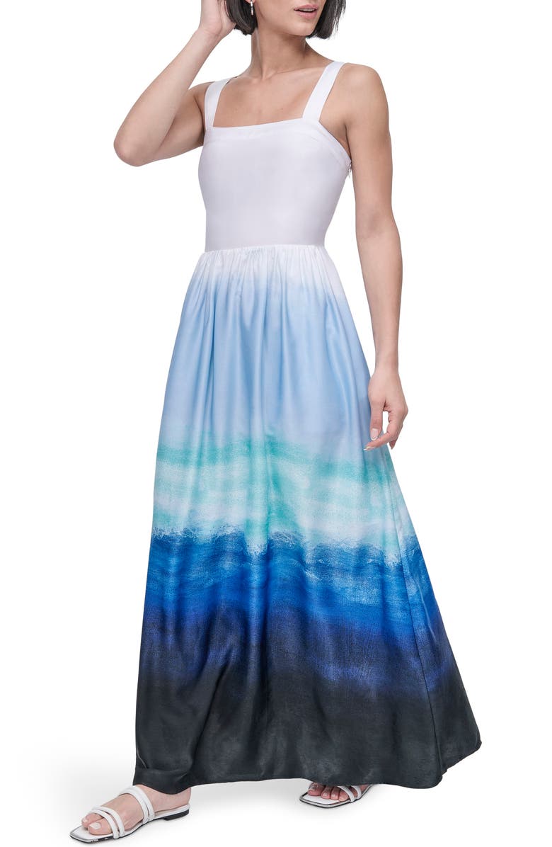 DKNY Ombré Print Satin Dress, Alternate, color, 