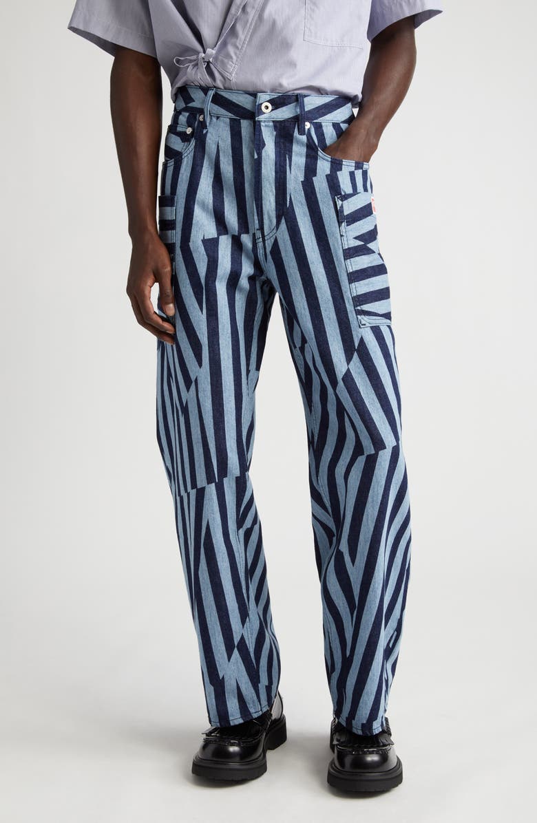 KENZO Dazzle Stripe Monkey Fit Cargo Jeans, Main, color,