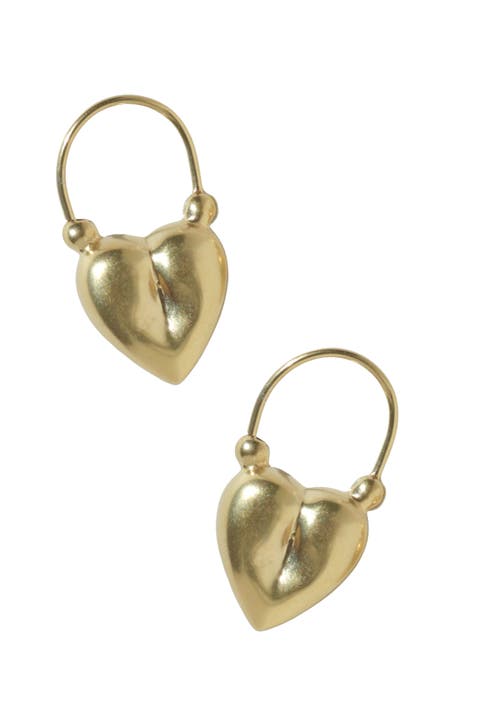 Gold Puffed Heart Earrings