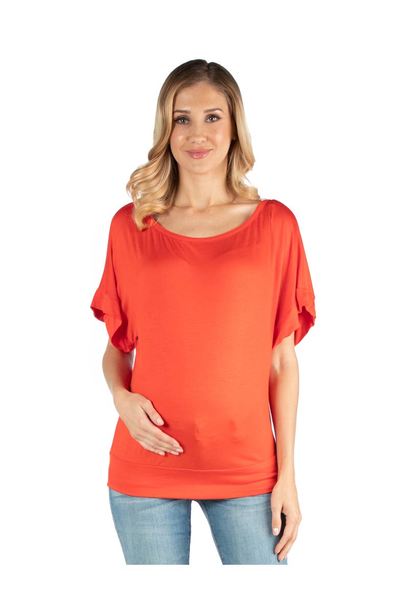Maternity Loose Fit Dolman Top with Wide Sleeves, Main, color, Carrot