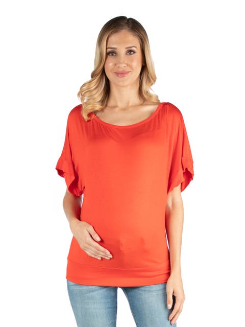 Maternity Loose Fit Dolman Top with Wide Sleeves