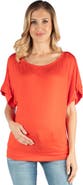 24seven Comfort Apparel Maternity Loose Fit Dolman Top with Wide Sleeves