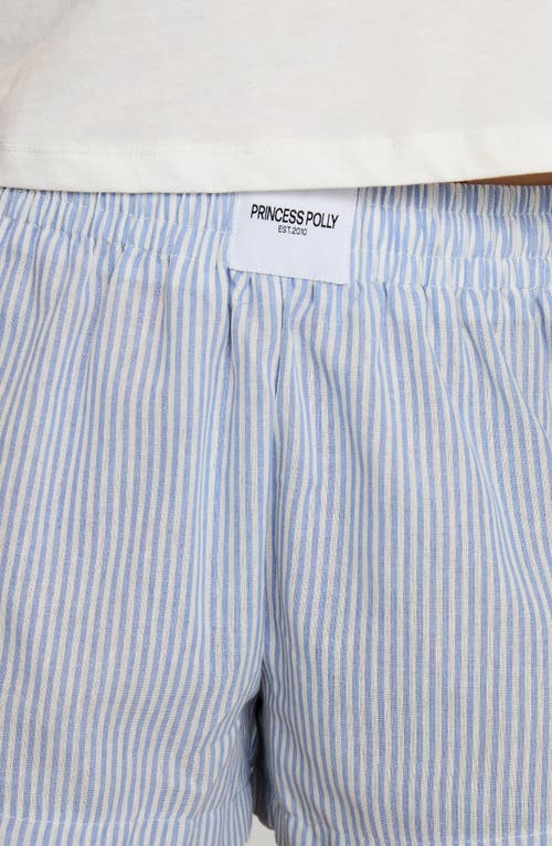 Princess Polly Sincar Stripe Cotton Blend Boxer Shorts In Blue