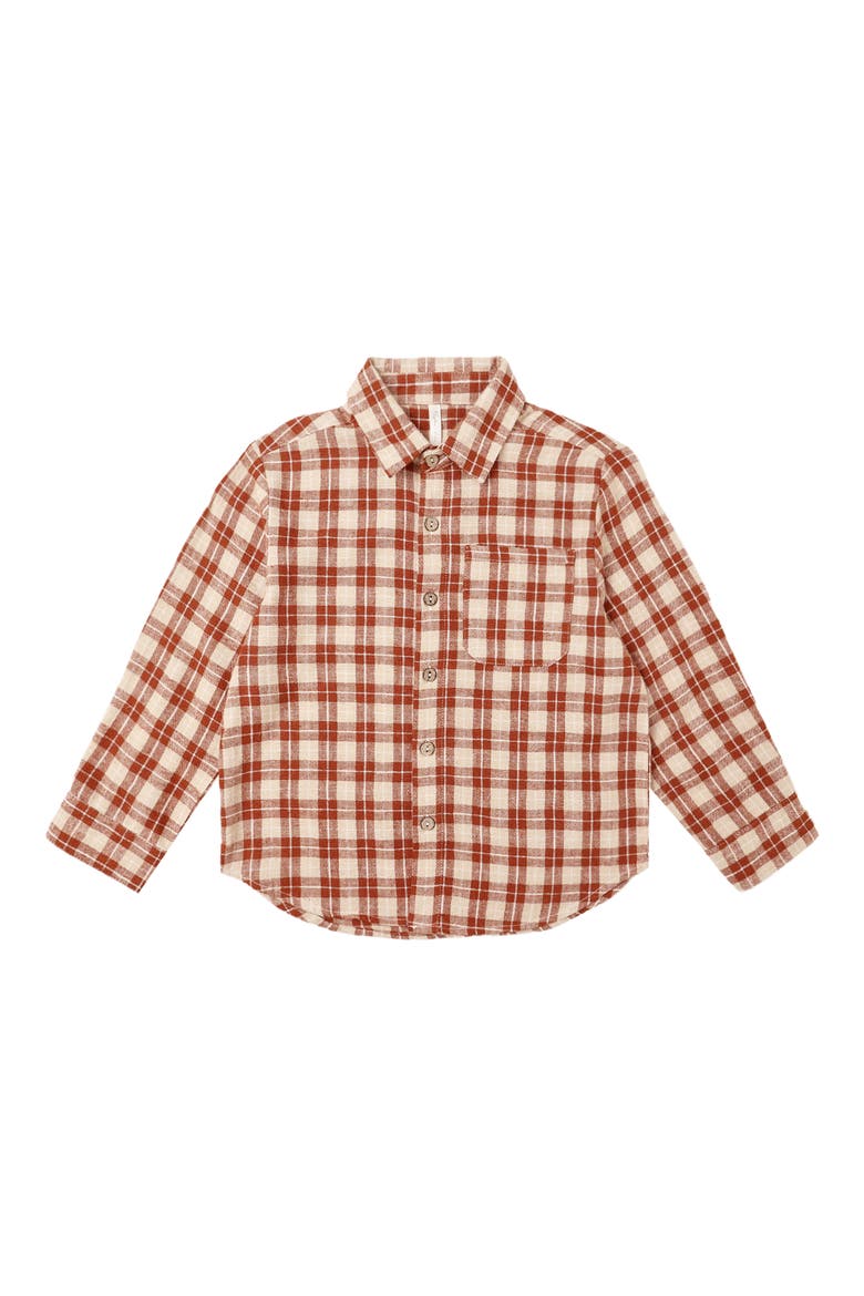 Kids' Linen Blend Button Down Shirt, Main, color, RED PLAID
