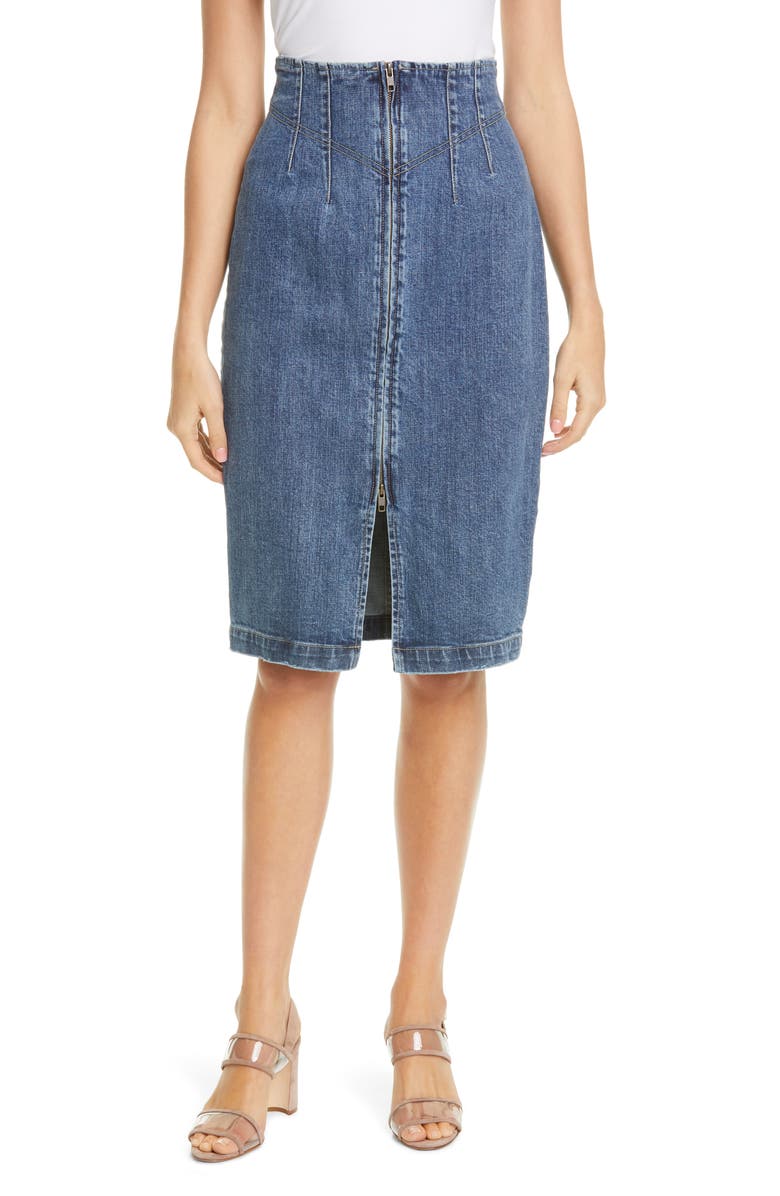 La Vie Rebecca Taylor Denim Skirt, Main, color, 