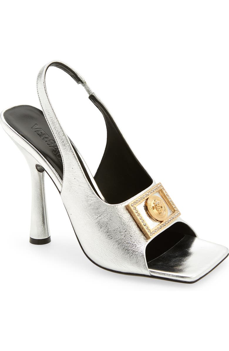 Versace Frame Medusa Slingback Sandal, Main, color,
